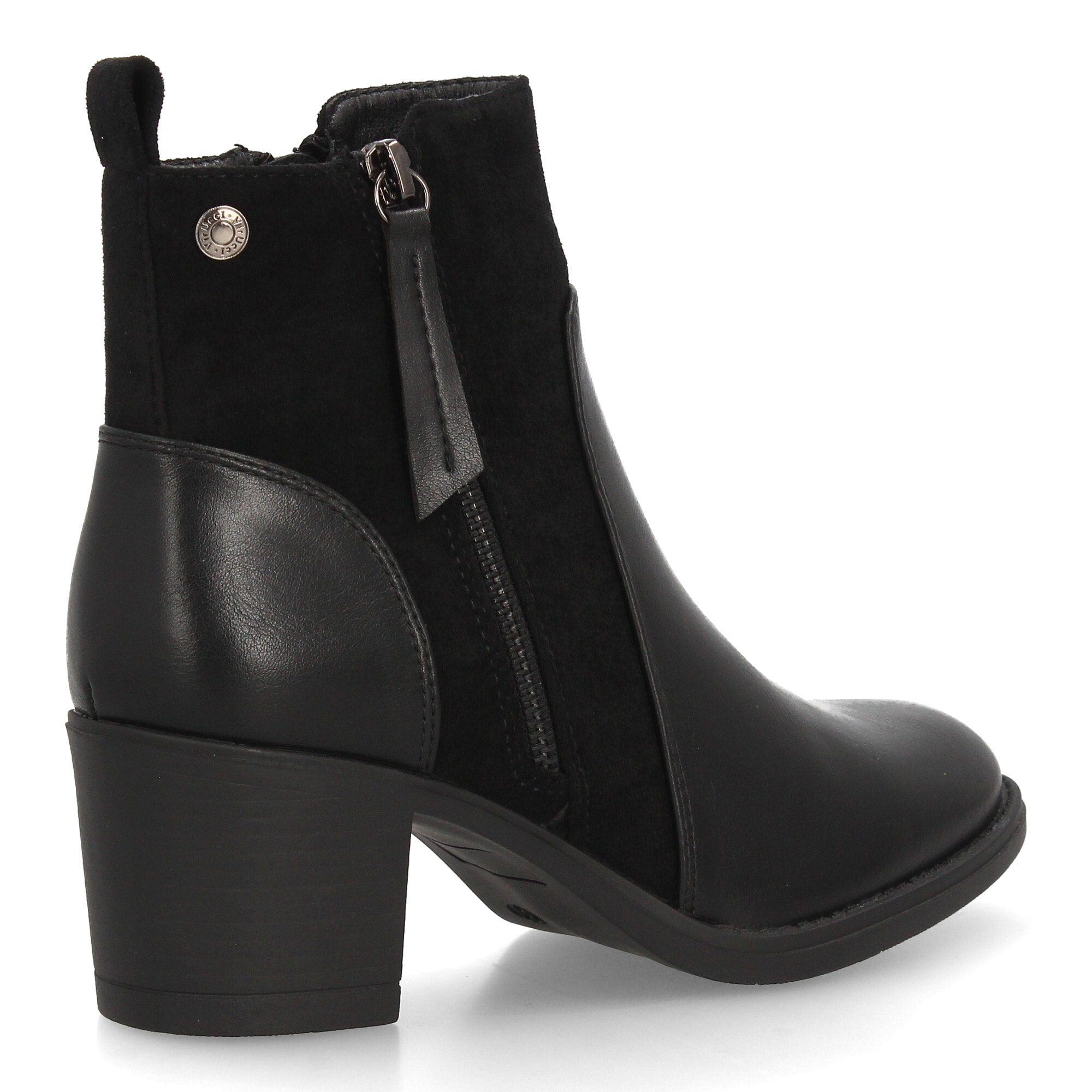 Botines mujer combinados con distintas texturas y cremallera lateral