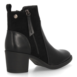 Botines mujer combinados con distintas texturas y cremallera lateral