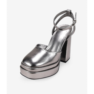 Zapatos plomo destalonados con tacón