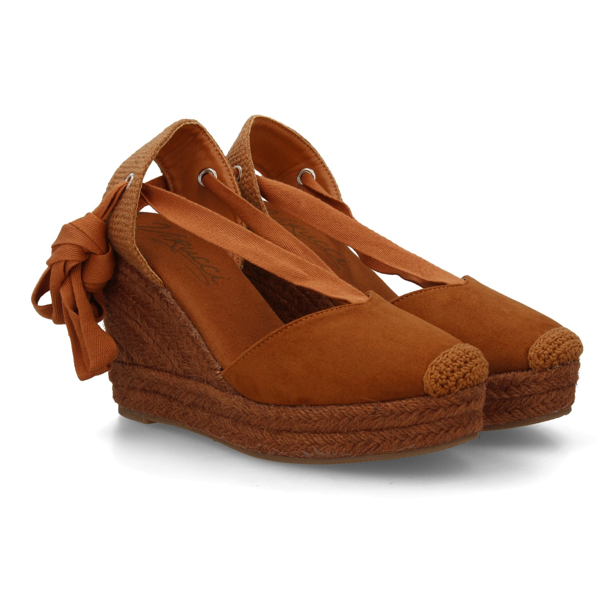 Alpargata de cuña alta de esparto con cintas