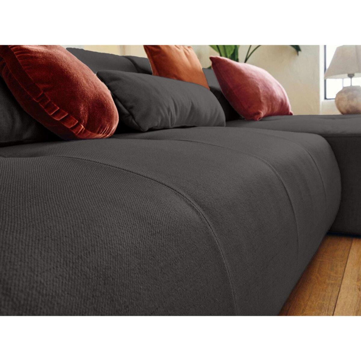 Onyx - canapé panoramique d'angle gauche 7 places - en tissu - Gris foncé