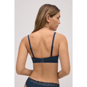 Reggiseno con ferretto imbottito a coste con pizzo blu navy, coppe B e C