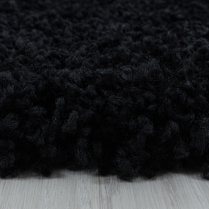 SYDNEY - Tapis shaggy uni rond à poils longs noir - SYD3000NOI