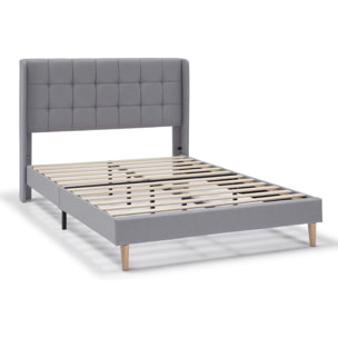Estructura de Cama tapizada Esther de 30 cm, 90/135-140/150x190 cm, Gris Claro