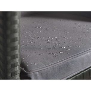 Fira - Salon de jardin encastrable 12 places - en résine tressée - Noir avec coussins gris + housse de protection - Noir / Gris