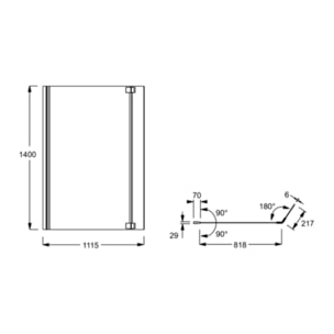 Pare bain Neo, 2 volets noir mat