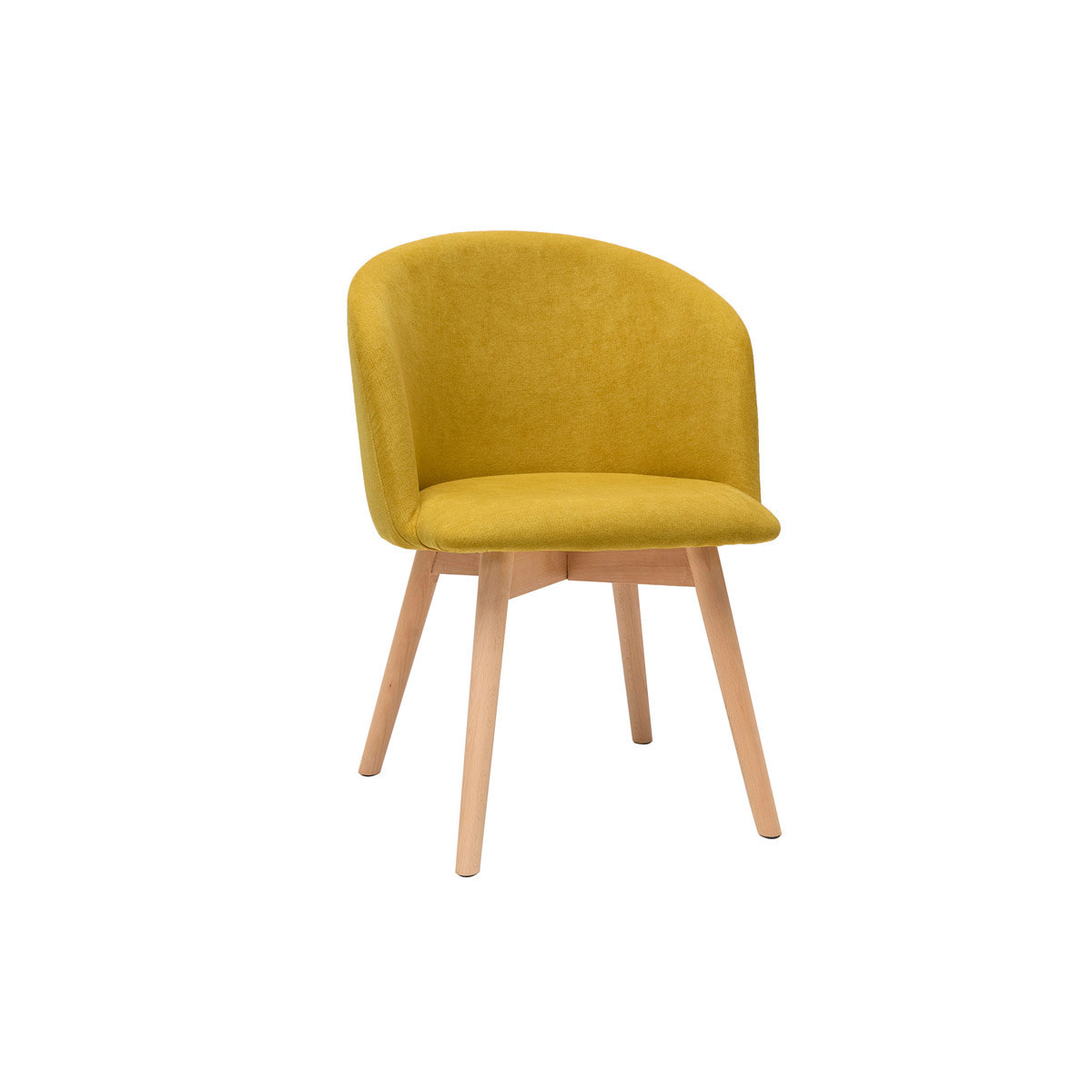 Chaises scandinaves en tissu effet velours jaune moutarde et bois clair massif (lot de 2) VANITY