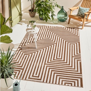 Tapis Loopin 338 beige - Motif en relief - Indoor & Outdoor