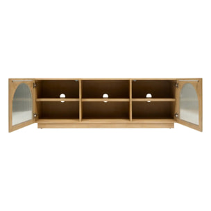 Meuble bas 2 portes 3 étagères Lousada beige 160x40cm