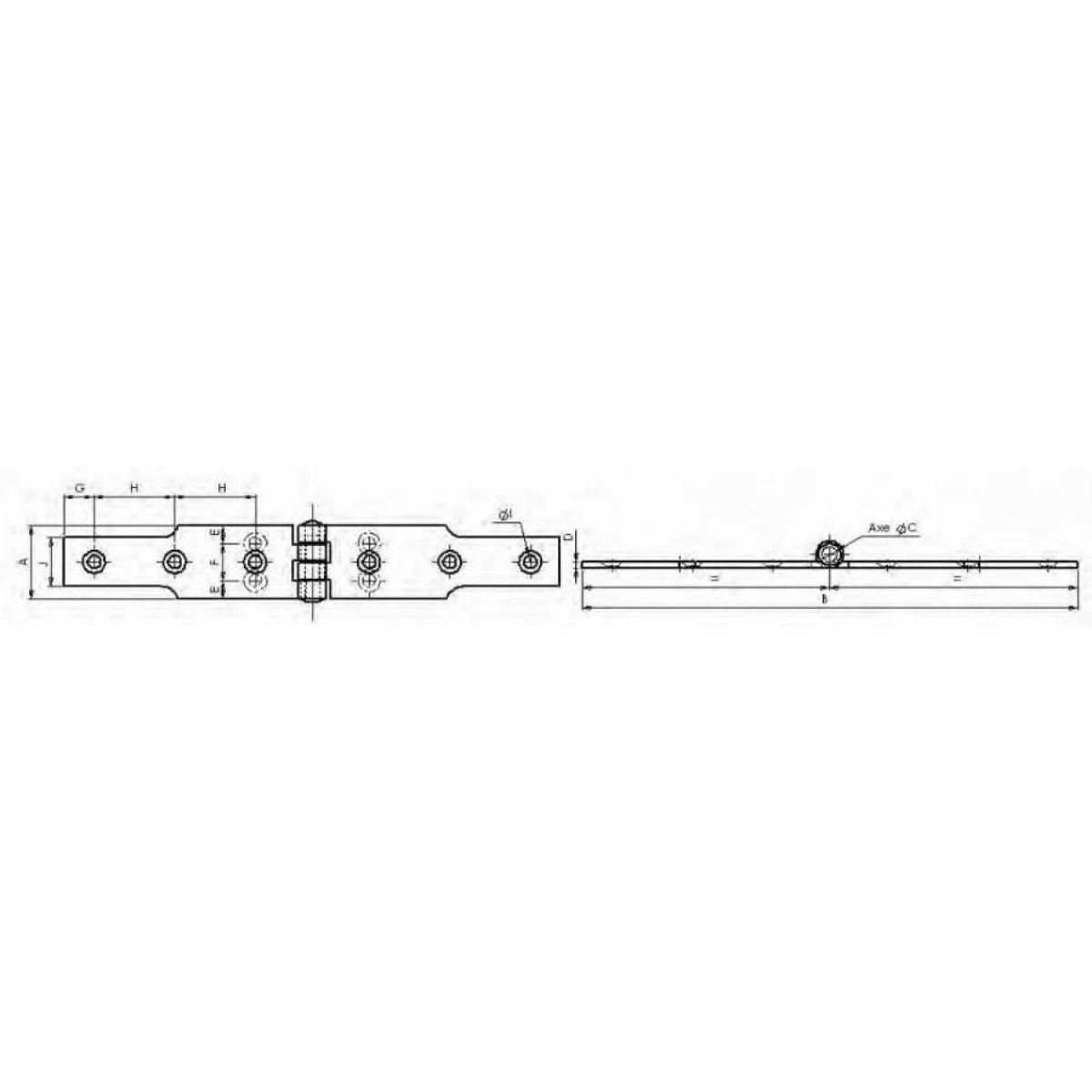 Charnière à congé 1014 MONIN - acier zingué bichromaté - 40 x 250 mm - 427190