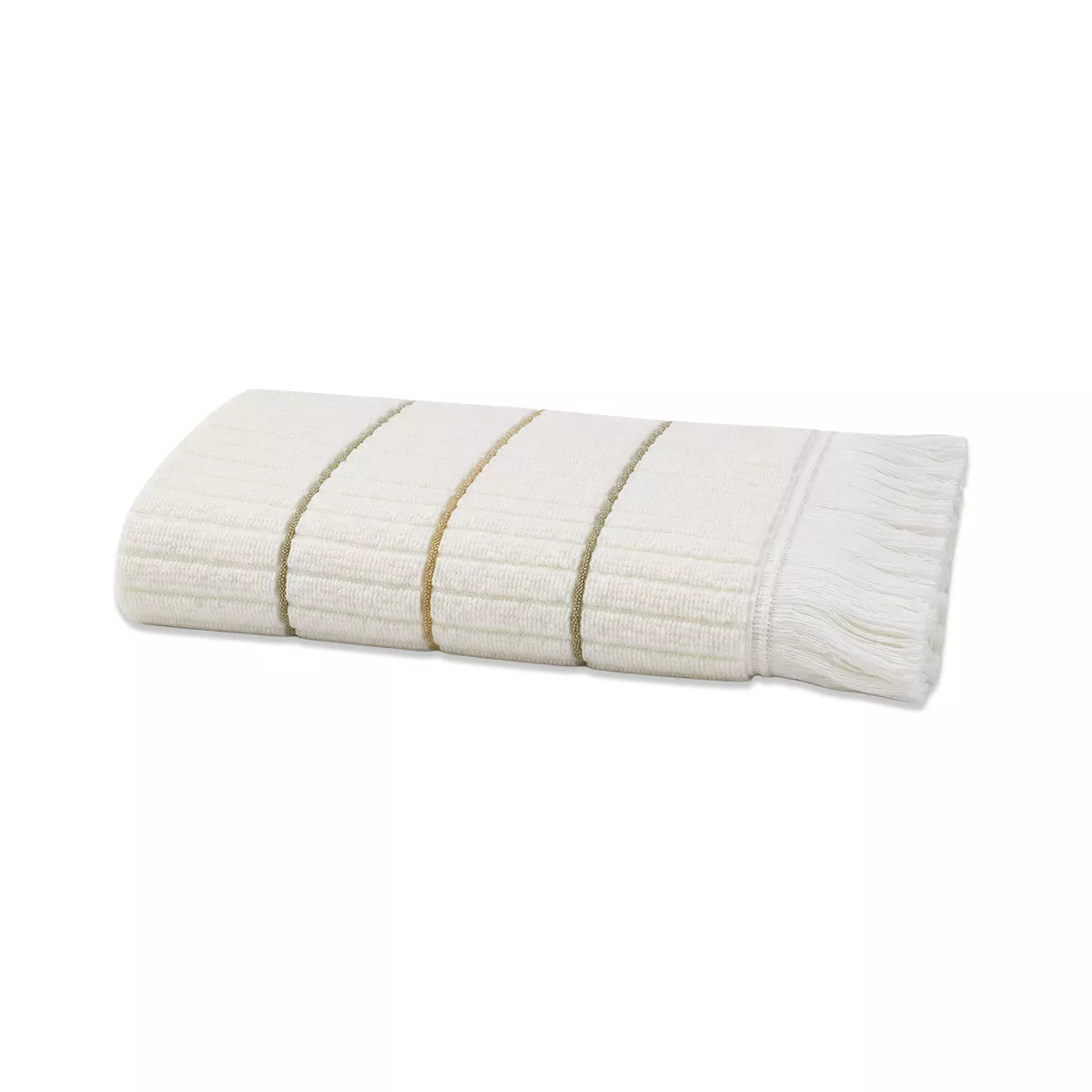 Serviette eponge pur coton 580 g/m² tissé teint rayé jaune vert Farniente pissenlit