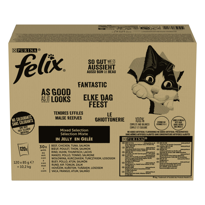 FELIX Tendres Effilés en Gelée - Sélection Mixte - 120x85g