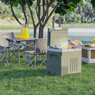 Glacière électrique portable 40L modes ECO/MAX -20°C-20°C poignée télescopique alimentation AC/DC vert