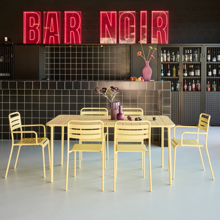 Table de jardin métal + 6 assises AMÉLIA