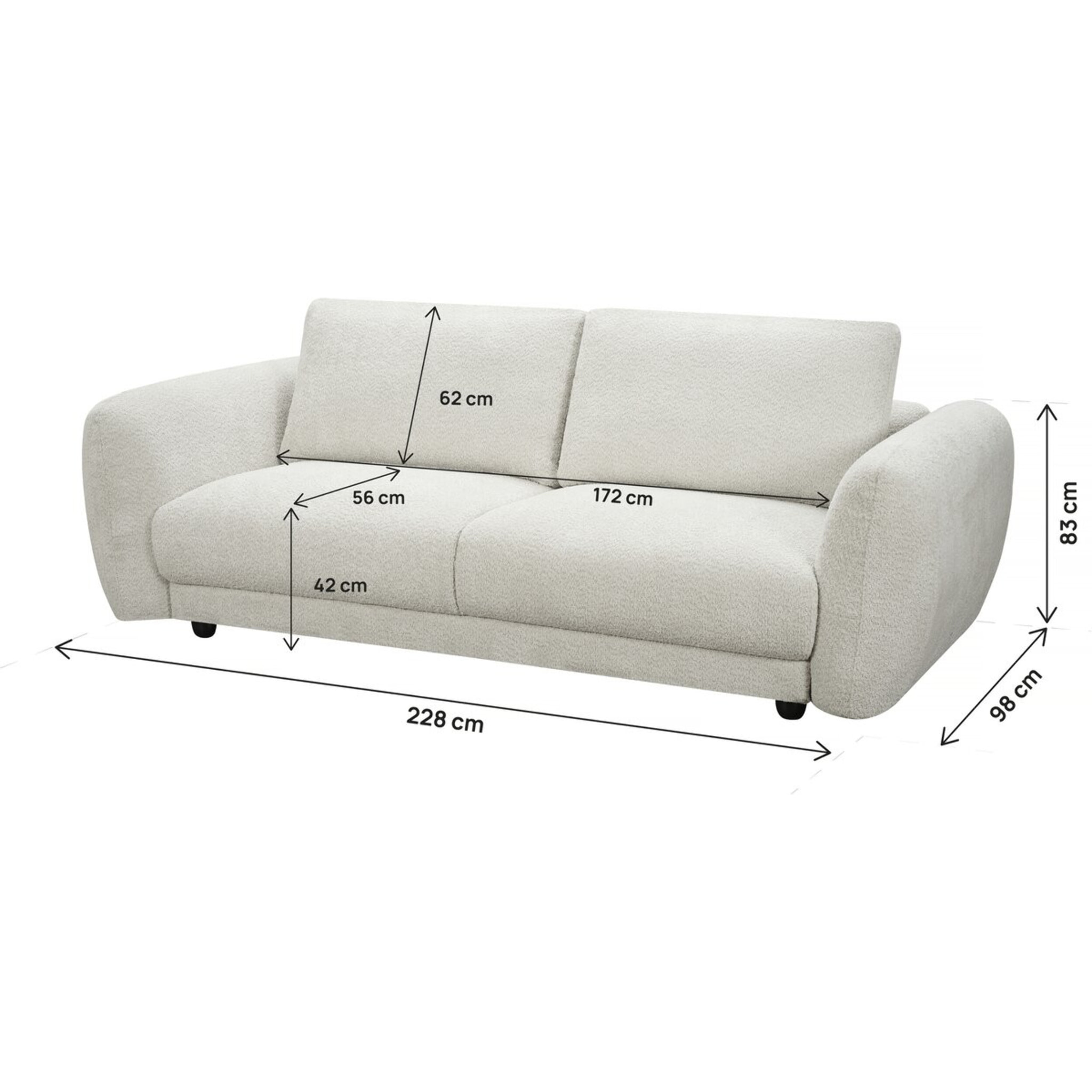 Canapé droit en tissu chenille "Saint Germain S" - 3 places - Beige