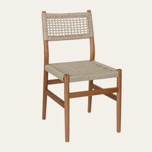 Chaise Amalfi -bois massif de hêtre et corde-couleur naturel 44 x 86 x 55 cm