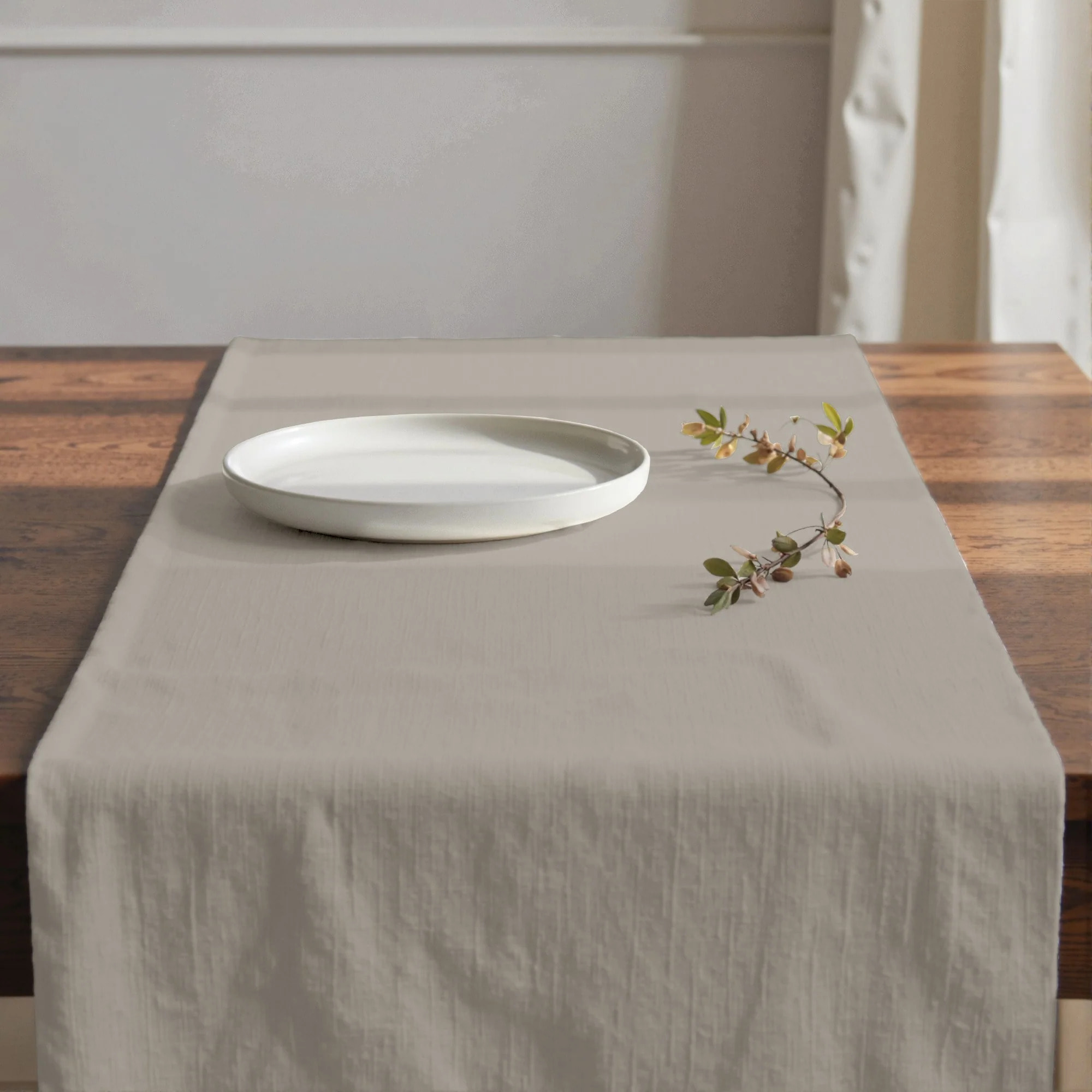 Chemin de table 100% coton Harvard Cement 50x150 cm