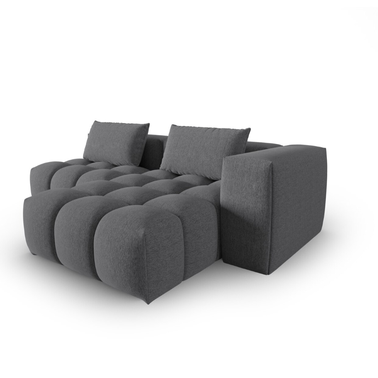 Canapé d'angle droit modulable "Lorella" 3 places en tissu structurel gris