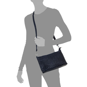 Zia Borsa a tracolla Donna. Pelle autentica Suede Incisione Geometrica