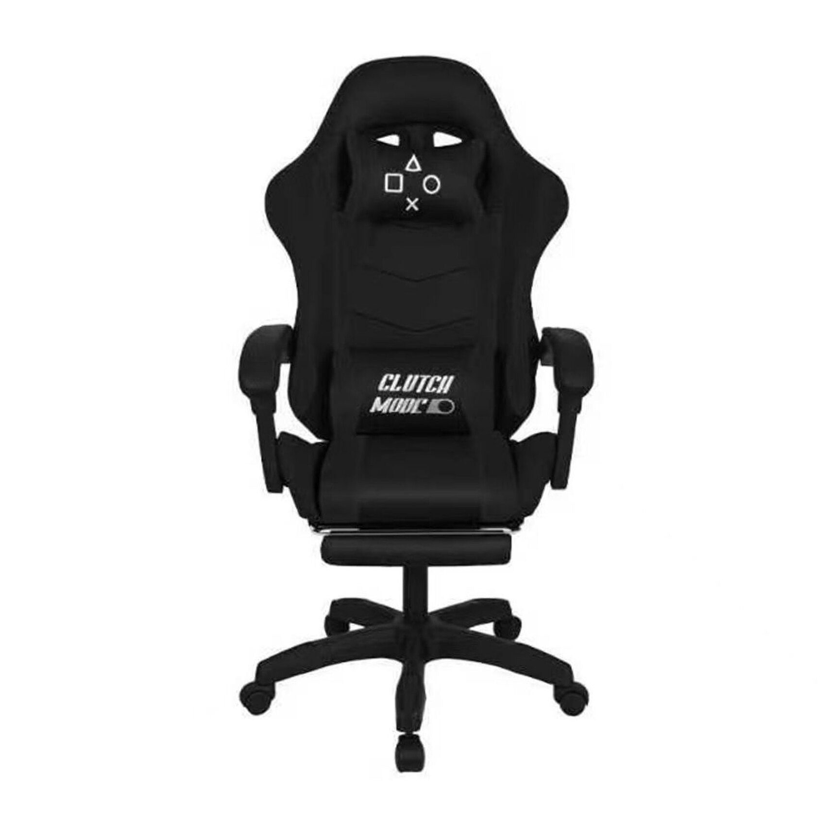 Clutch - Sedia da Gaming Ergonomica con Cuscino Lombare Poggiatesta e Poggiapiedi in PVC Nera
