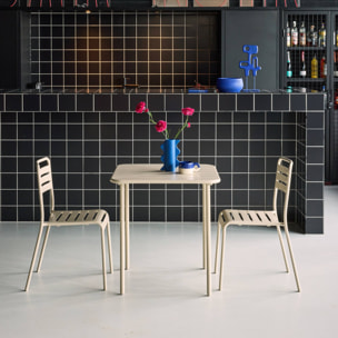 Table de jardin métal + 2 assises AMÉLIA