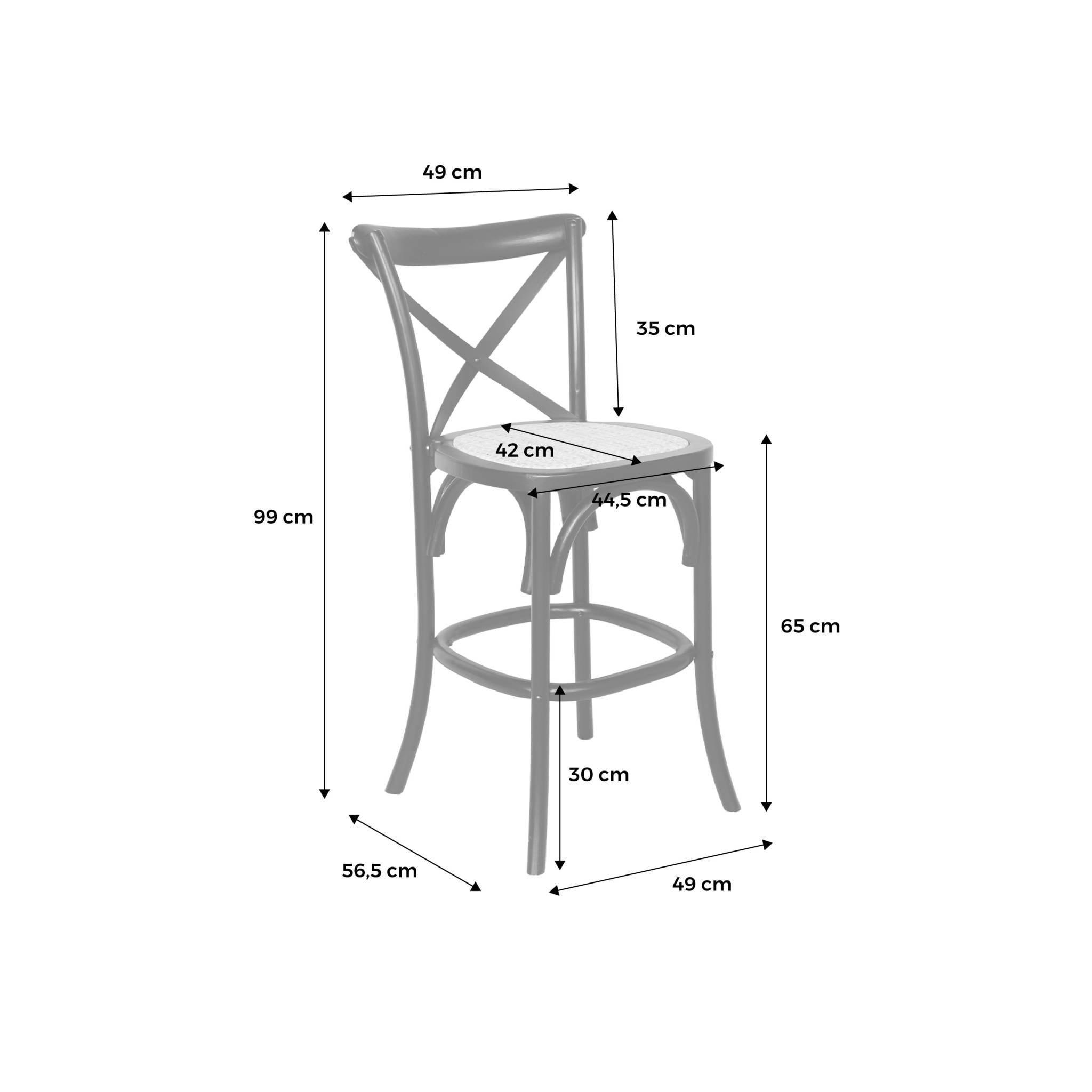 Lot de 2 tabourets de bar bistrot vintage en bois blanc avec repose-pieds