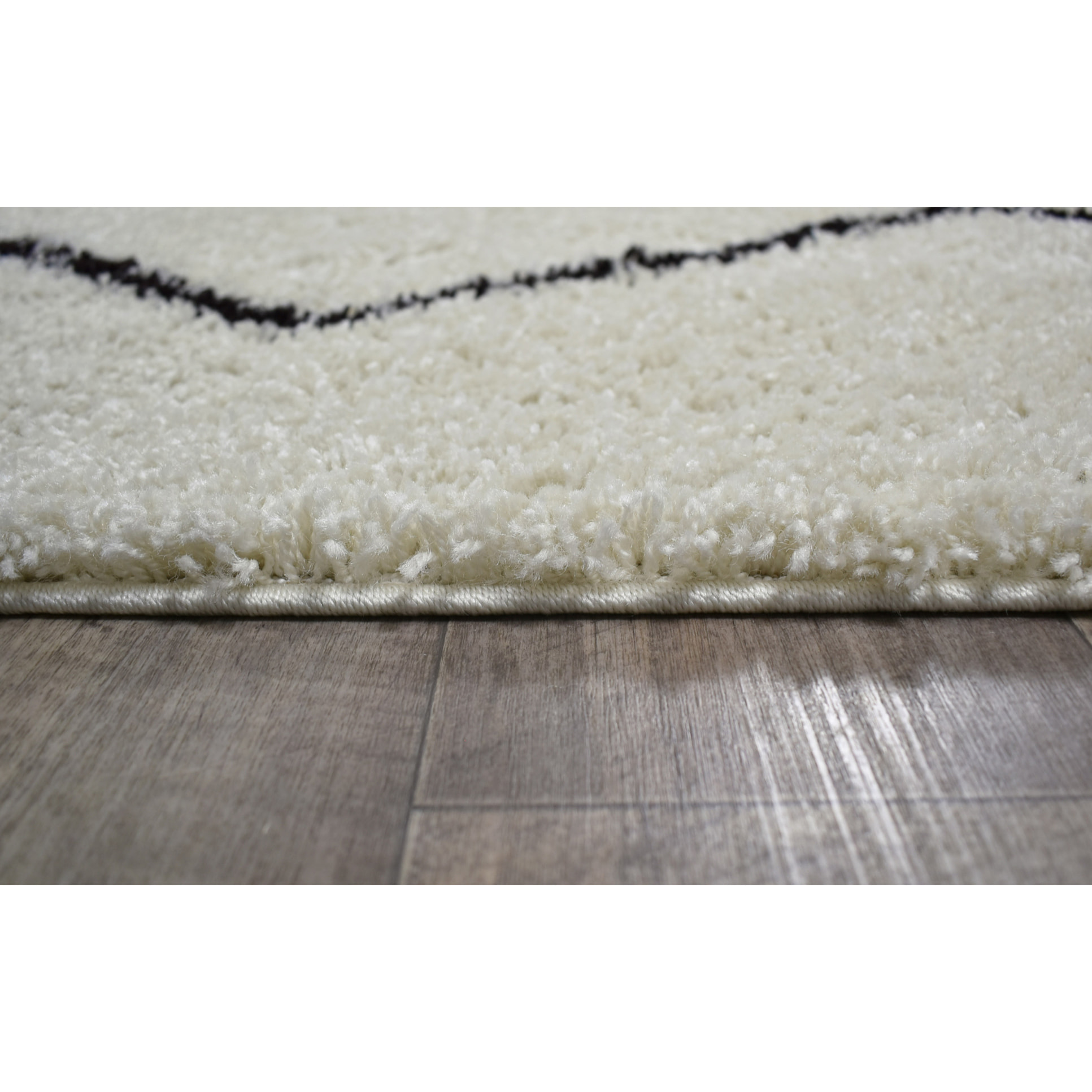 ASMA - Tapis shaggy à poils longs, motif berbère crème