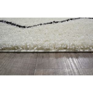 ASMA - Tapis shaggy à poils longs, motif berbère crème