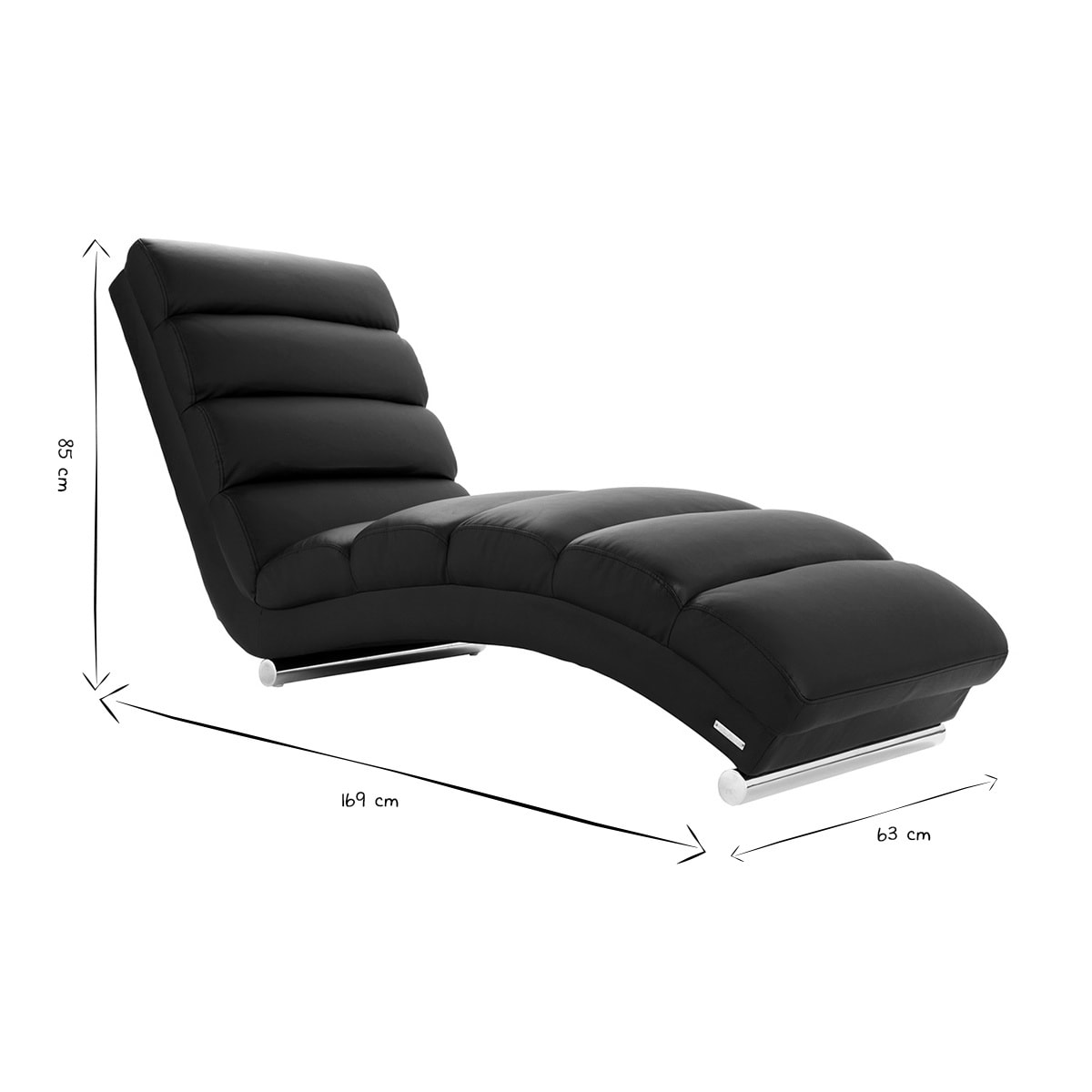 Chaise longue / fauteuil design noir et acier chromé TAYLOR