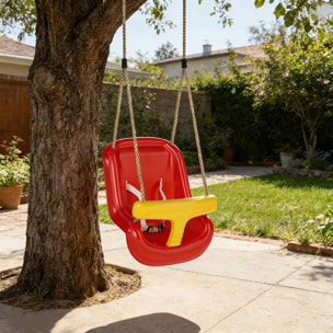 Balançoire bébé dossier haut sécurité hauteur ajustable rouge jaune