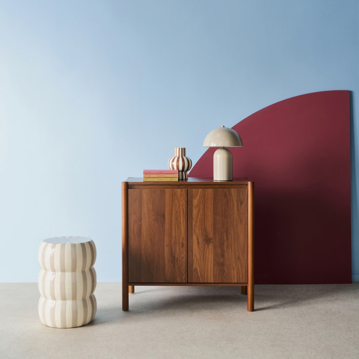 Buffet décor bois 2 portes noyer - 80 x 42 x 78.5 cm - Harmony