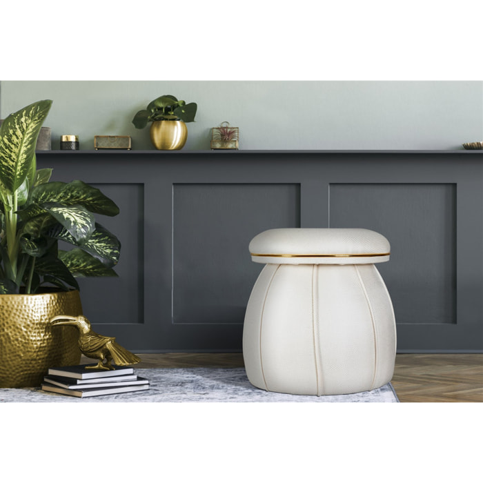 Pouf di design Corin color avorio e oro