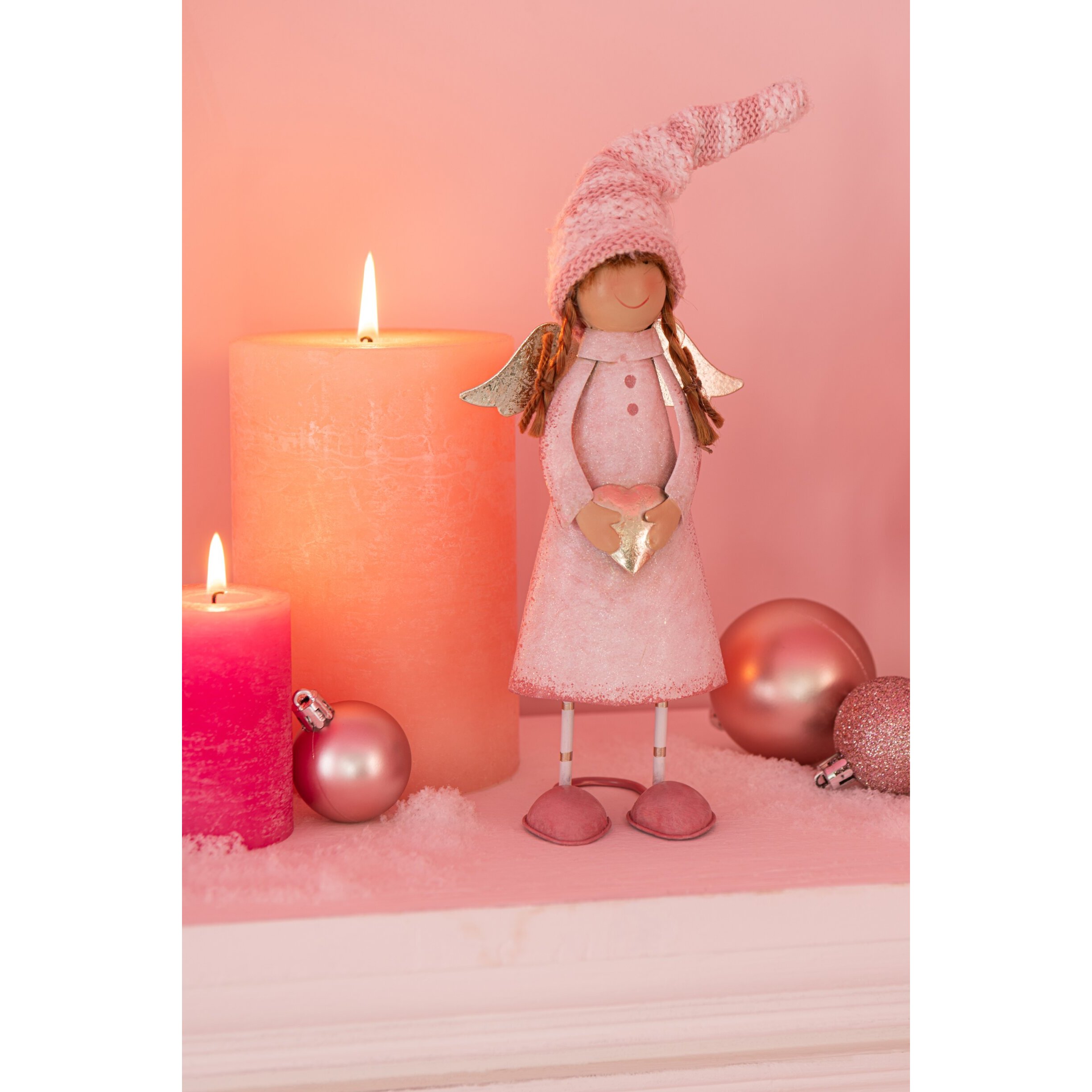 J-Line figurine Ange Ster - polyrésine - rose/or - small - 3 pcs