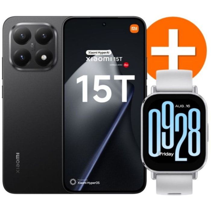 Smartphone XIAOMI Pack 15T Noir 256Go 5G+RedmWatch5 Active
