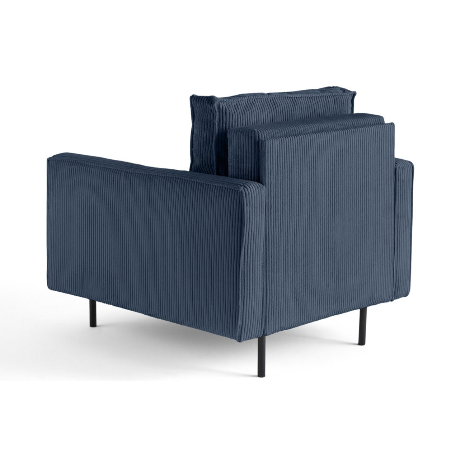 Charlie - fauteuil - pieds hauts - en velours côtelé - Bleu marine