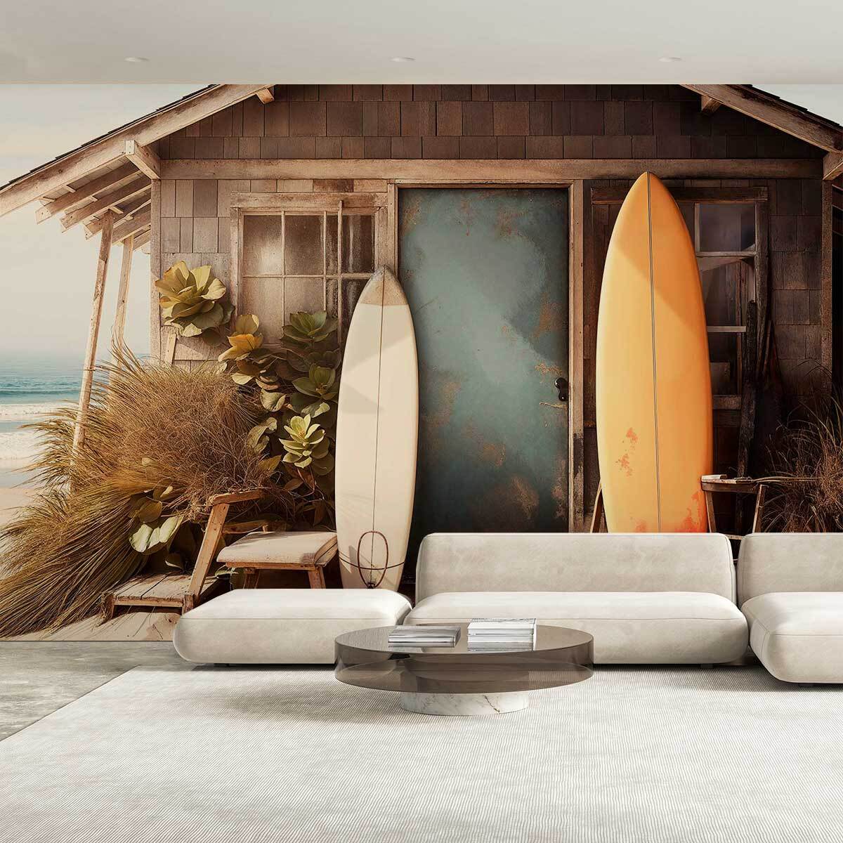 Papier peint cabanon de plage Intissé