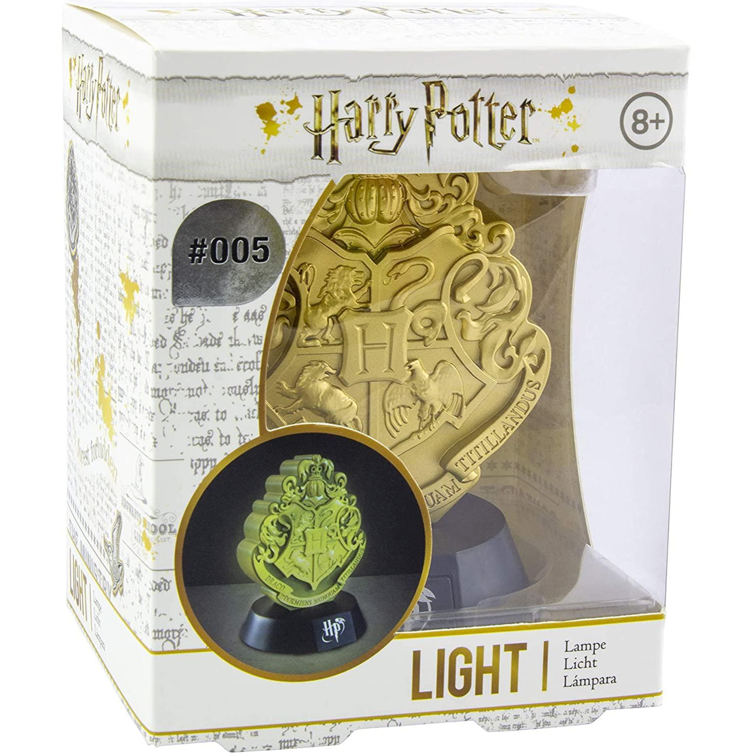 Harry Potter Mini Lampada con Stemma Hogwarts Oro 11 cm Paladone