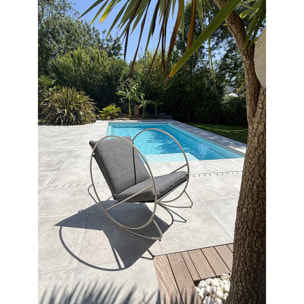 CAPRERA - Fauteuil à bascule de jardin en inox et toile plastifiéee
