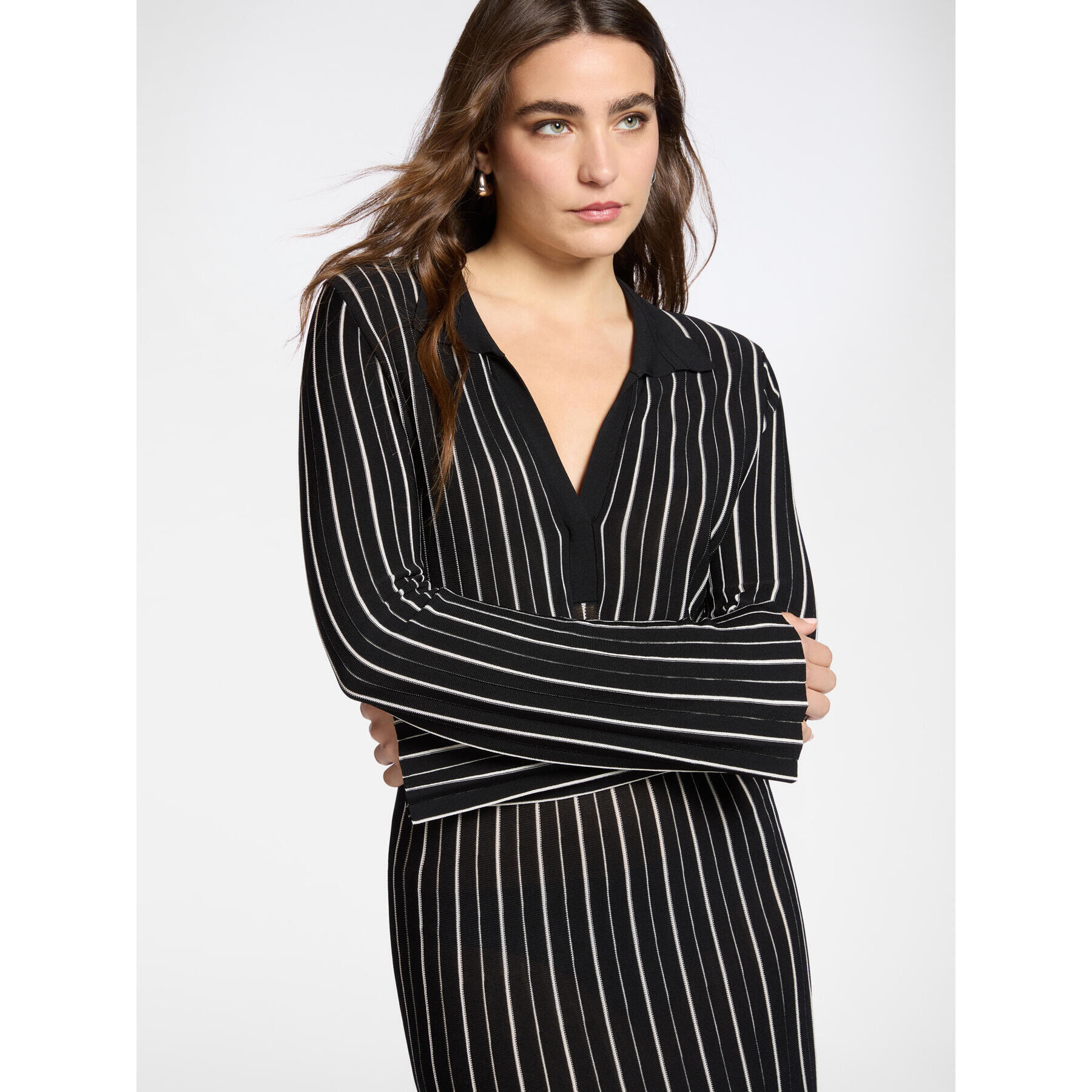 Elena Mirò - Abito in maglia a righe - Nero