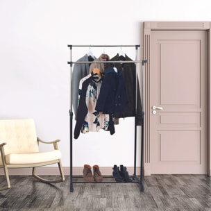 Portant Metal Roulette Double 80x43x160cm