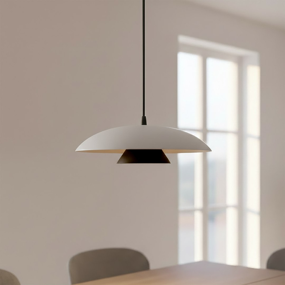 Lampada a sospensione Babel in acciaio bianco e nero