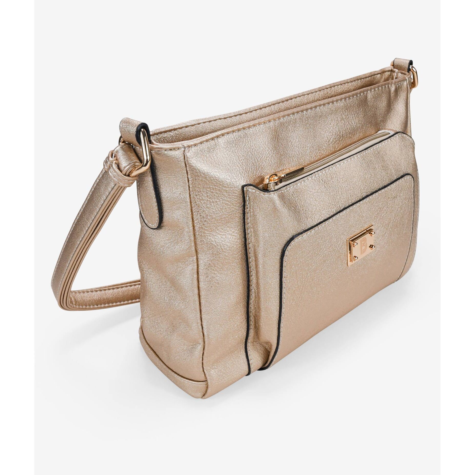 Bolso bandolera dorado con bolsillo