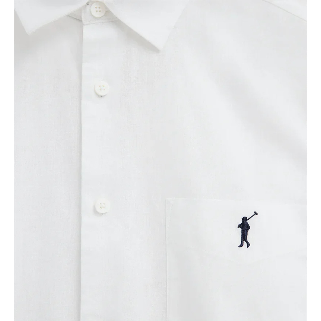 Camicia cotolino bianca a maniche corte e regular fit con logo Rigby Go