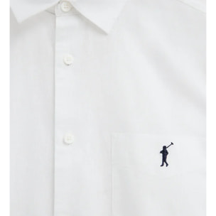 Camicia cotolino bianca a maniche corte e regular fit con logo Rigby Go