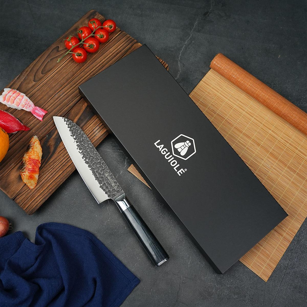 Couteau santoku noir   avec étui - "Sen"