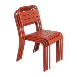 EVORA Lot de 6 chaises salon de jardin repas terracotta