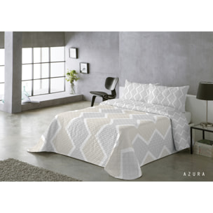 COLCHA ESTAMPADA REVERSIBLE AZURA DORADO