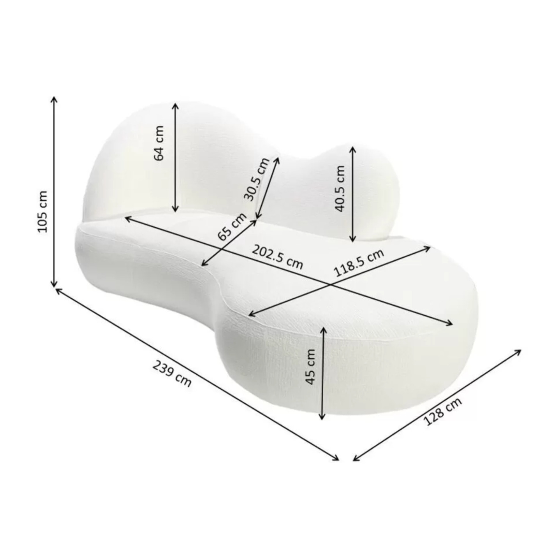 Méridienne Cloud Nest 239cm blanche Kare Design