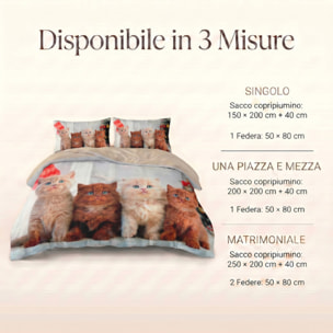 Parure Copripiumino in 100% Cotone con Federe Coordinate, Morbida e Traspirante, Certificata OEKO-TEX, Fantasie Moderne per Camera da Letto