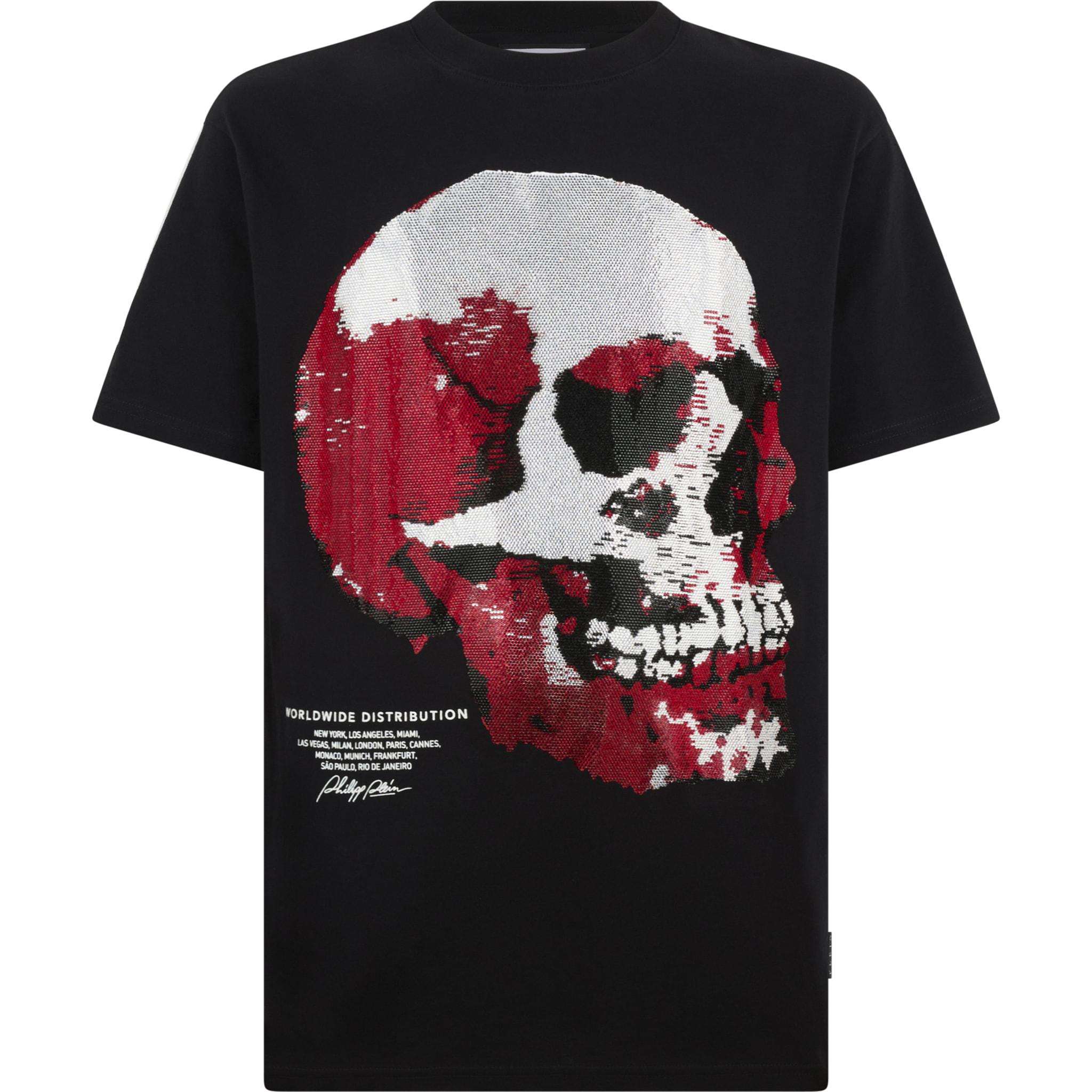 PHILIPP PLEIN Round Neck T-Shirt Red Skull Skull